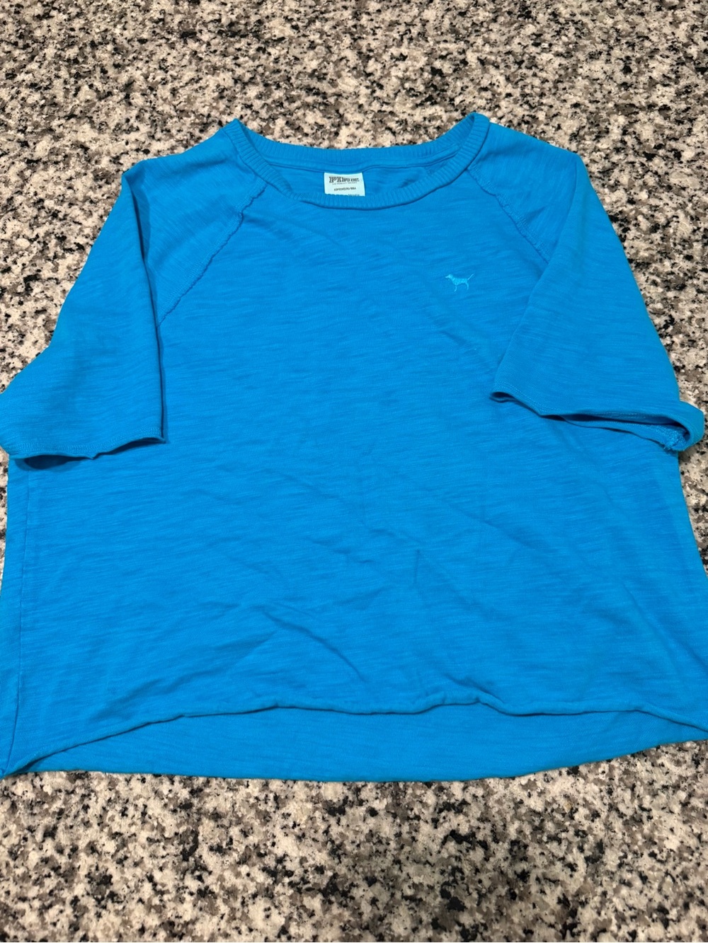 PINK Victoria's Secret Bright Teal Short-Sleeve Crop Top